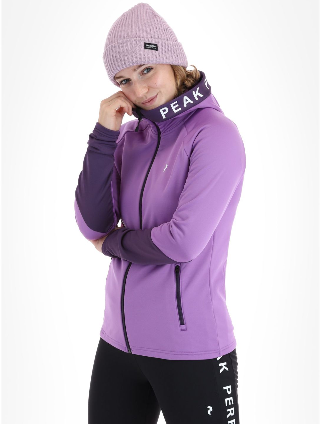 Peak Performance, W Rider Mid Zip Hood gilet femmes Action Lilac Indigo violet 