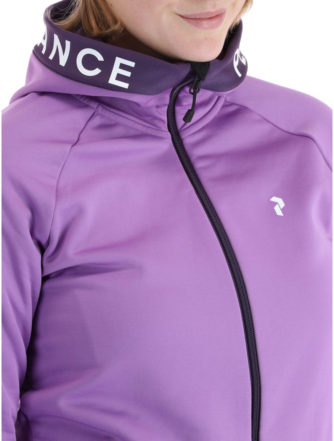 Peak Performance, W Rider Mid Zip Hood gilet femmes Action Lilac Indigo violet 