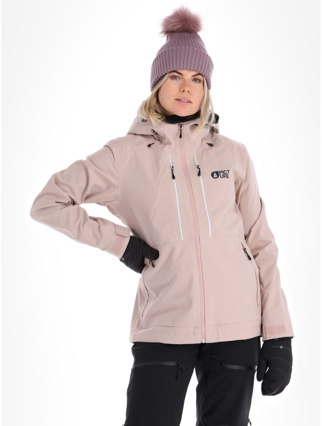 Picture, Aeron 3L veste de ski à coque dure femmes Shadow Gray rose 