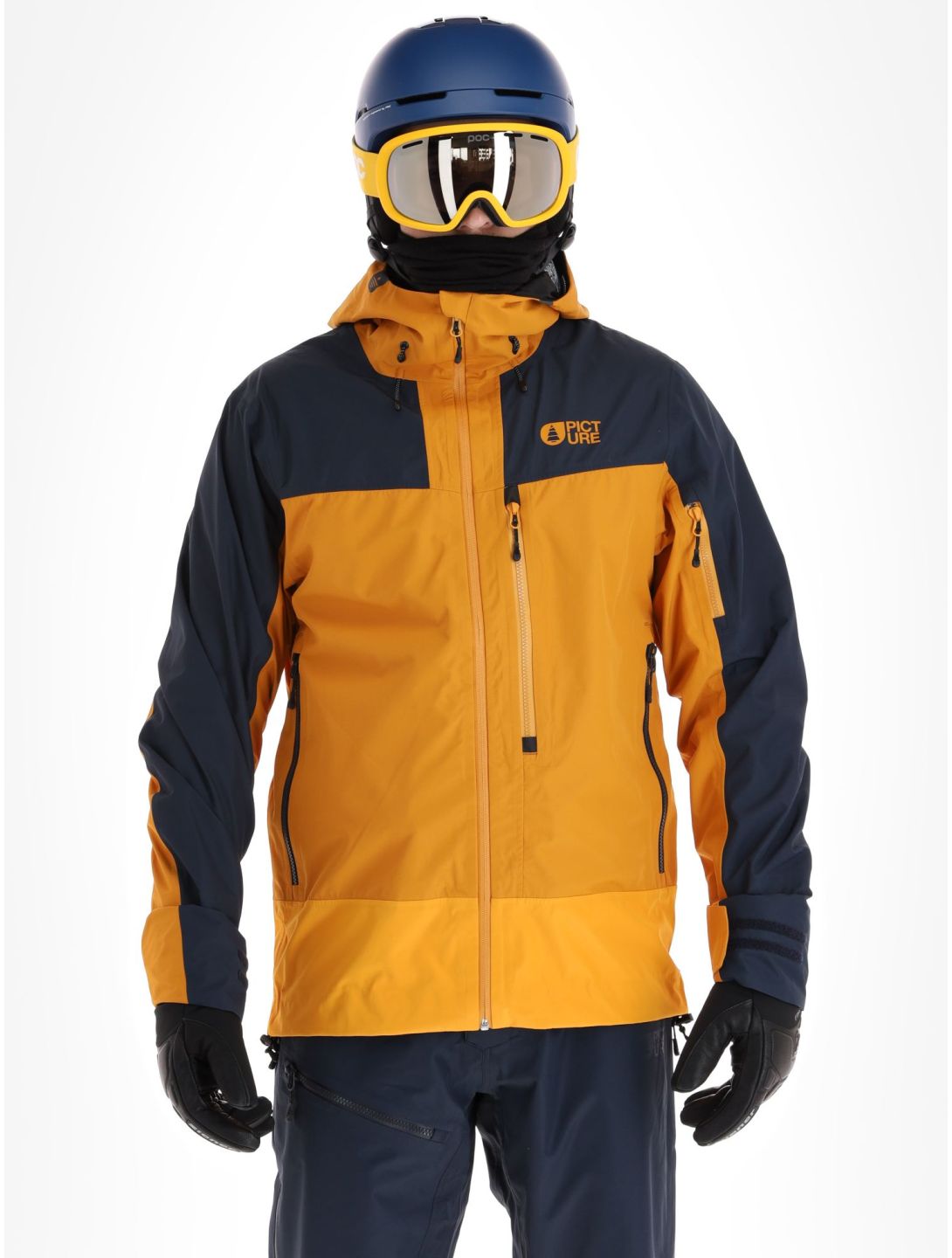 Picture, Broader 3L veste de ski à coque dure hommes Camel-Dark Blue bleu, orange 