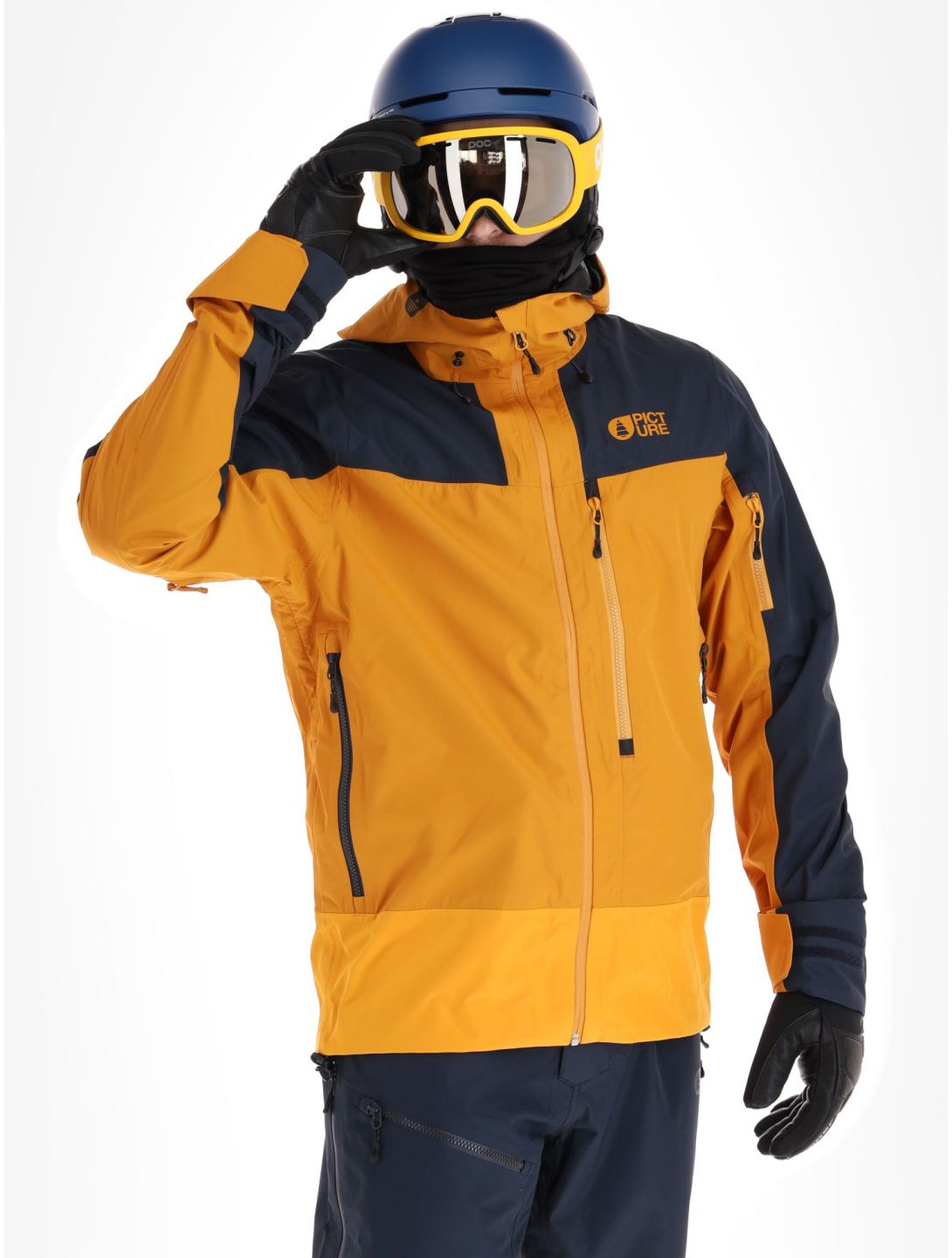 Picture, Broader 3L veste de ski à coque dure hommes Camel-Dark Blue bleu, orange 