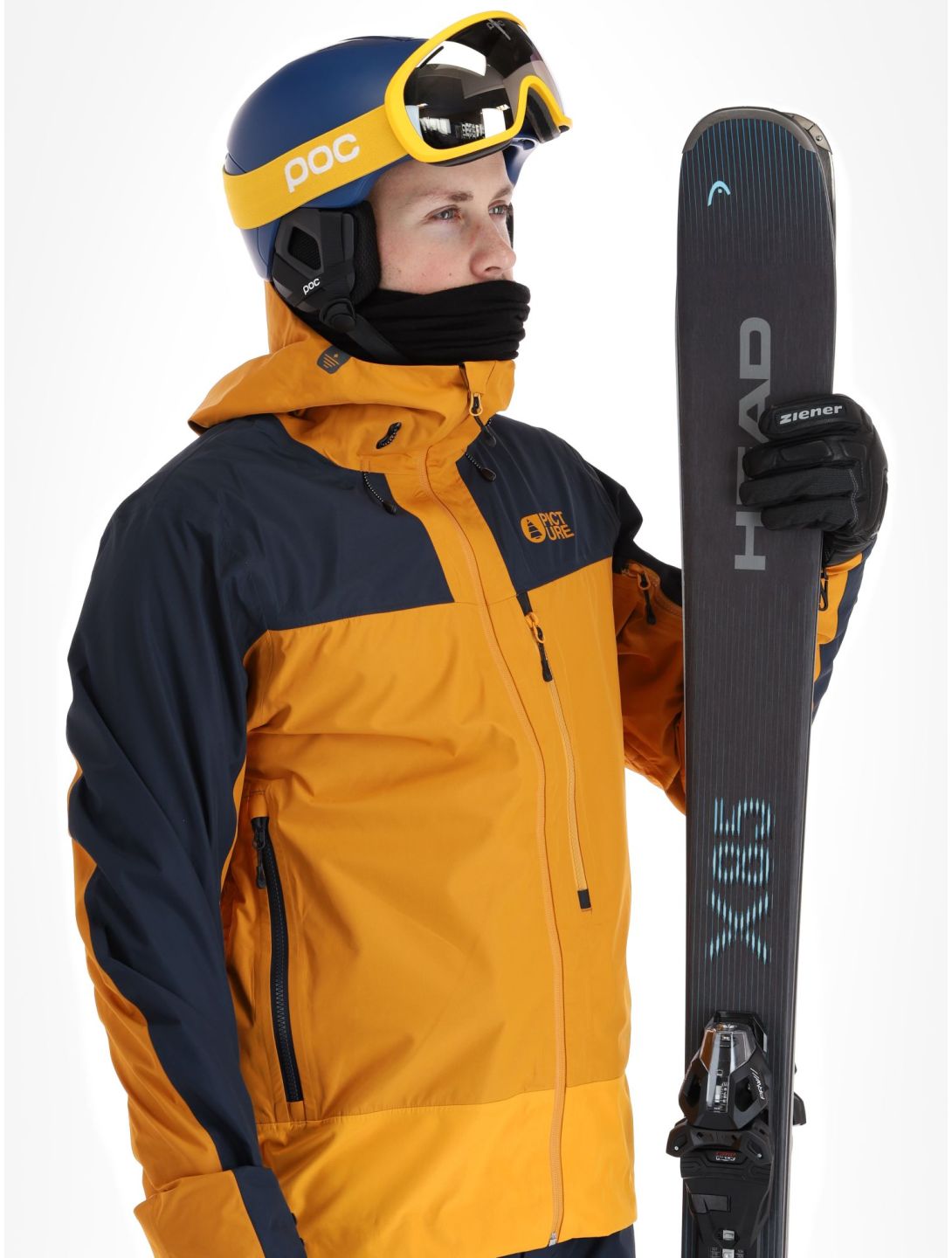 Picture, Broader 3L veste de ski à coque dure hommes Camel-Dark Blue bleu, orange 