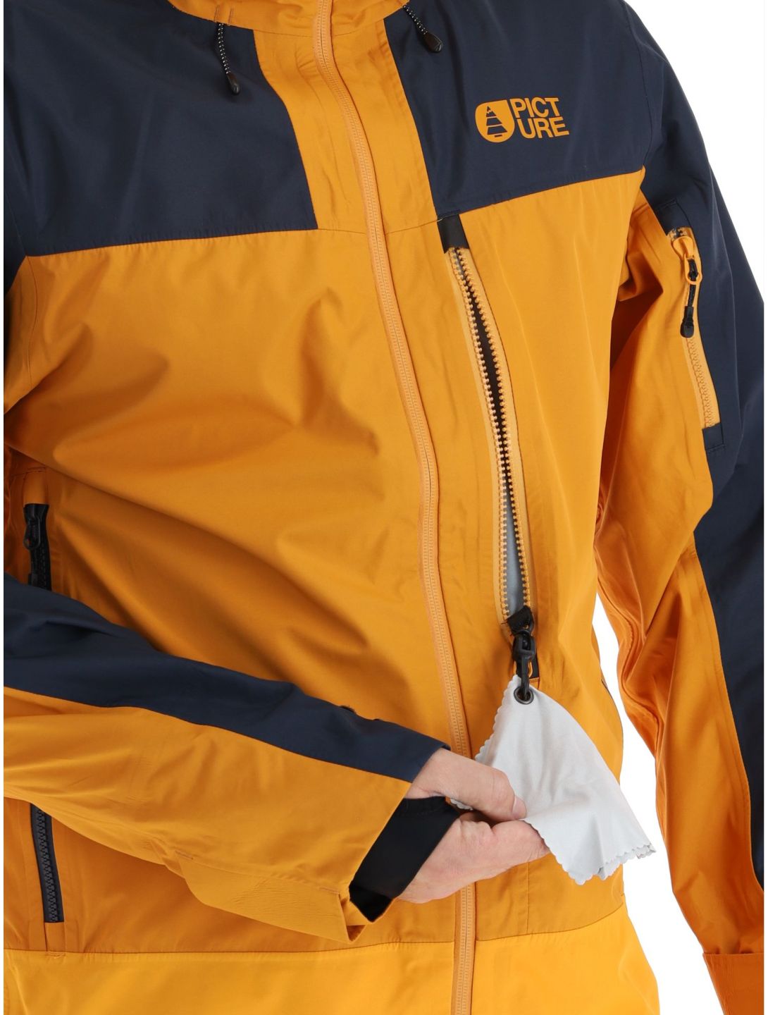 Picture, Broader 3L veste de ski à coque dure hommes Camel-Dark Blue bleu, orange 