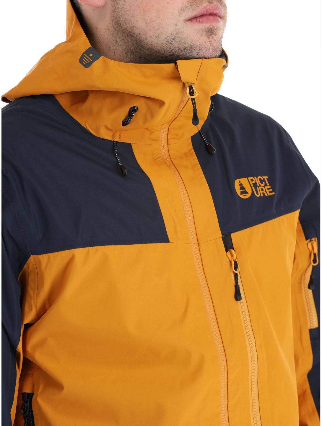 Picture, Broader 3L veste de ski à coque dure hommes Camel-Dark Blue bleu, orange 