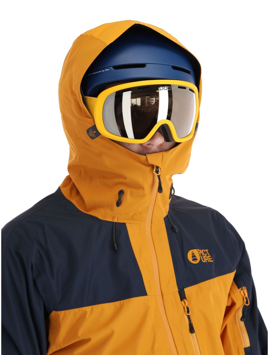 Picture, Broader 3L veste de ski à coque dure hommes Camel-Dark Blue bleu, orange 