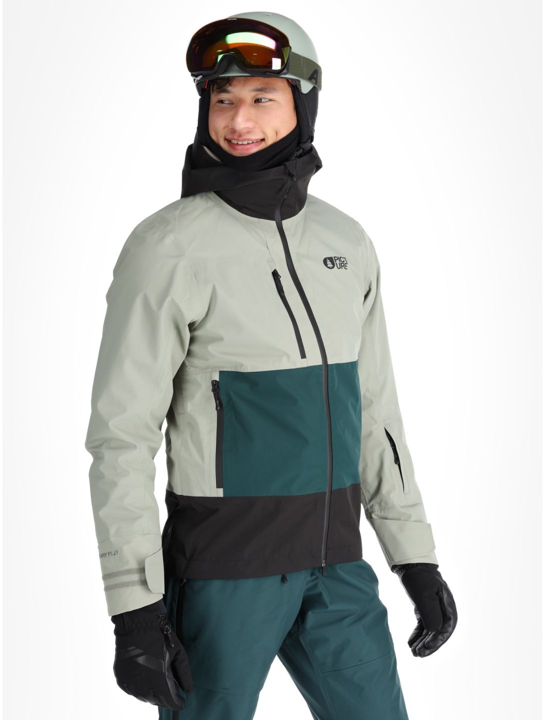 Picture, Broader 3L veste de ski à coque dure hommes Shadow Ponderosa Pine Black noir, vert 