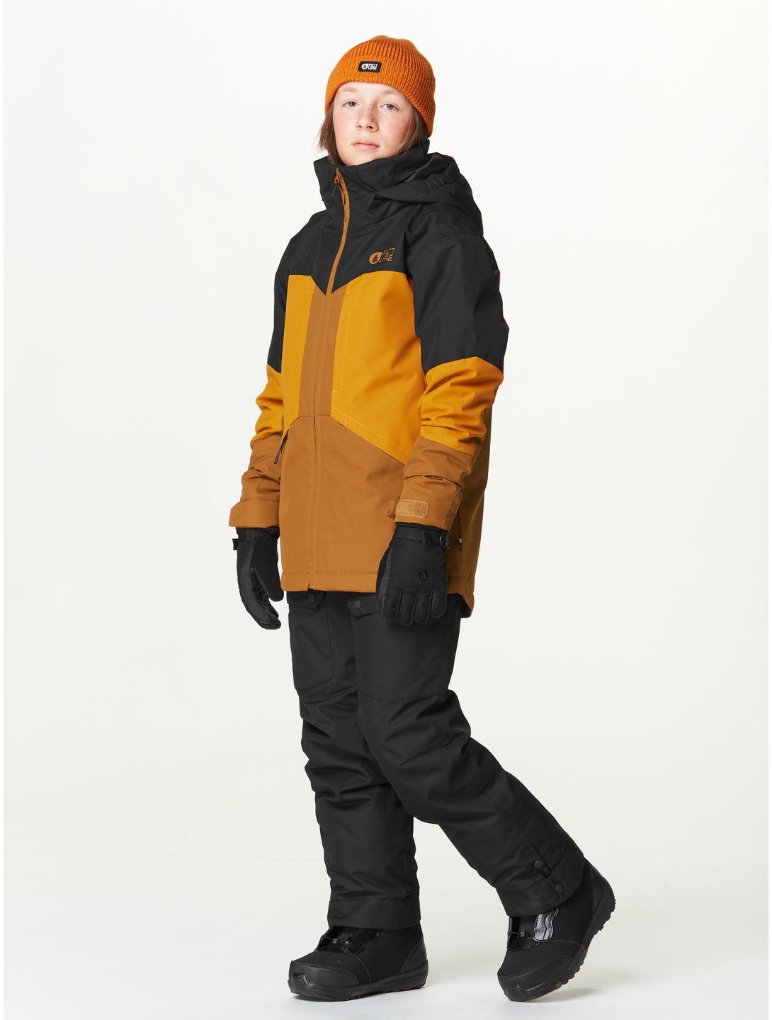 Picture, Cossmo veste de ski enfants Black Honey Chocolate brun, noir, orange 