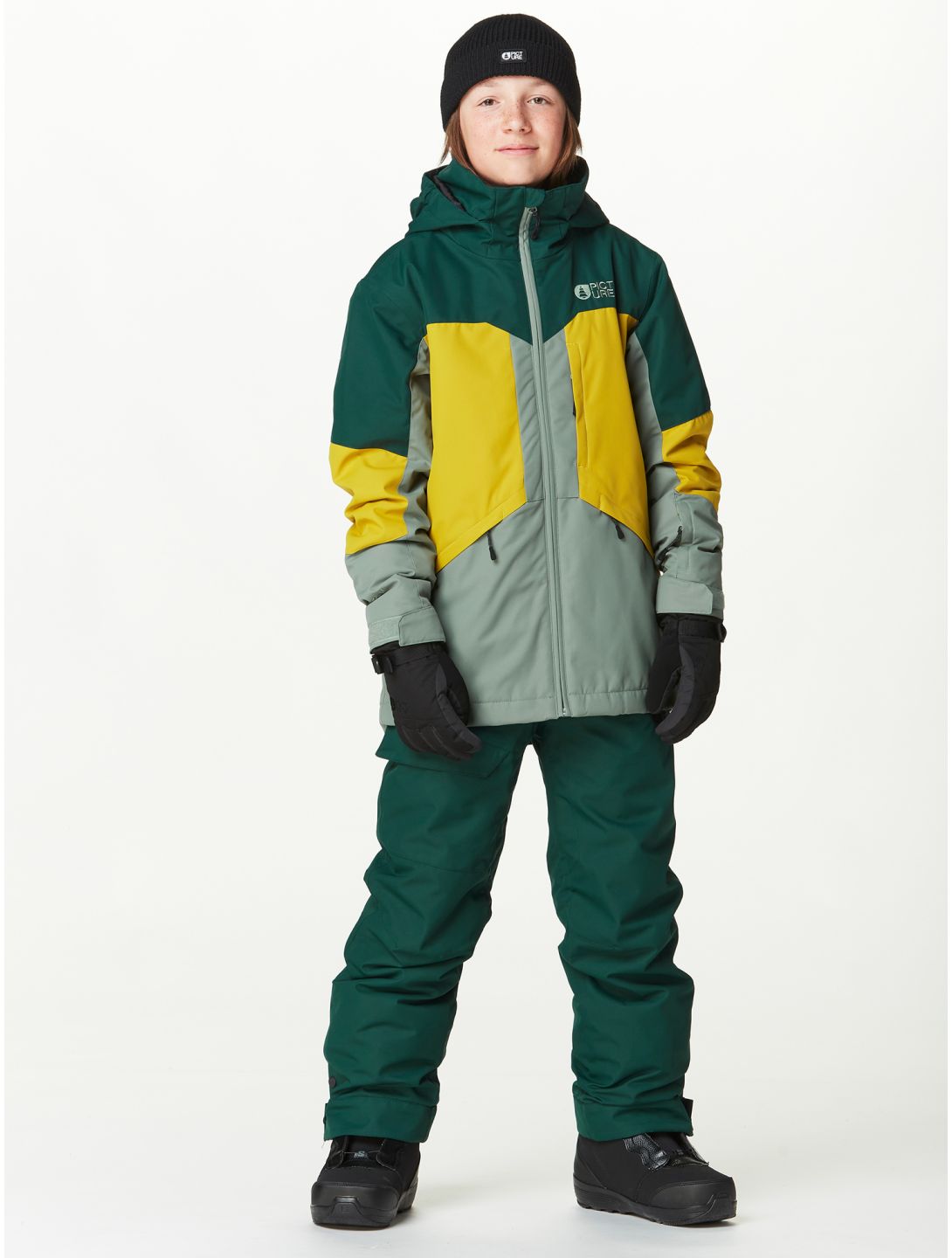 Picture, Cossmo veste de ski enfants Ponderosa Pine Golden Lauren Wreath jaune, vert 