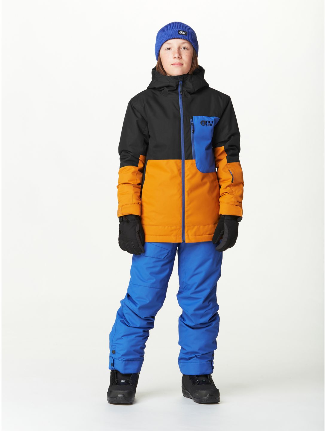 Picture, Daumy veste de ski enfants Black Honey Deep Marine brun, noir 