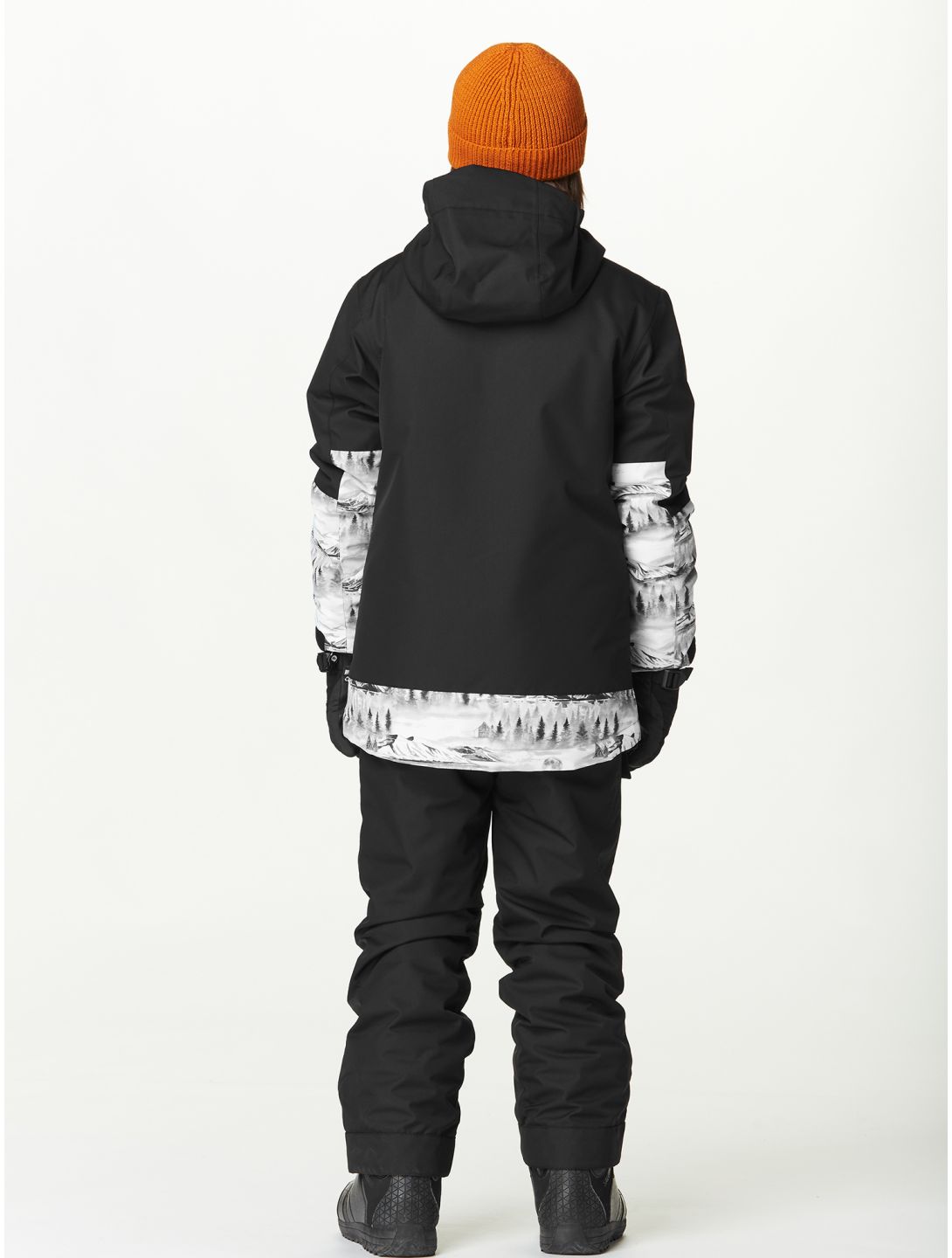 Picture, Daumy veste de ski enfants Black Mood Print Honey bleu, noir, orange 