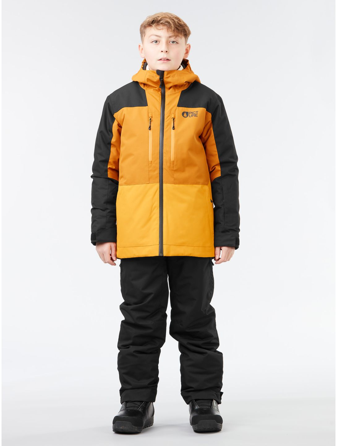 Picture, Daumy veste de ski enfants Cathay Spice-Black brun, jaune, noir 