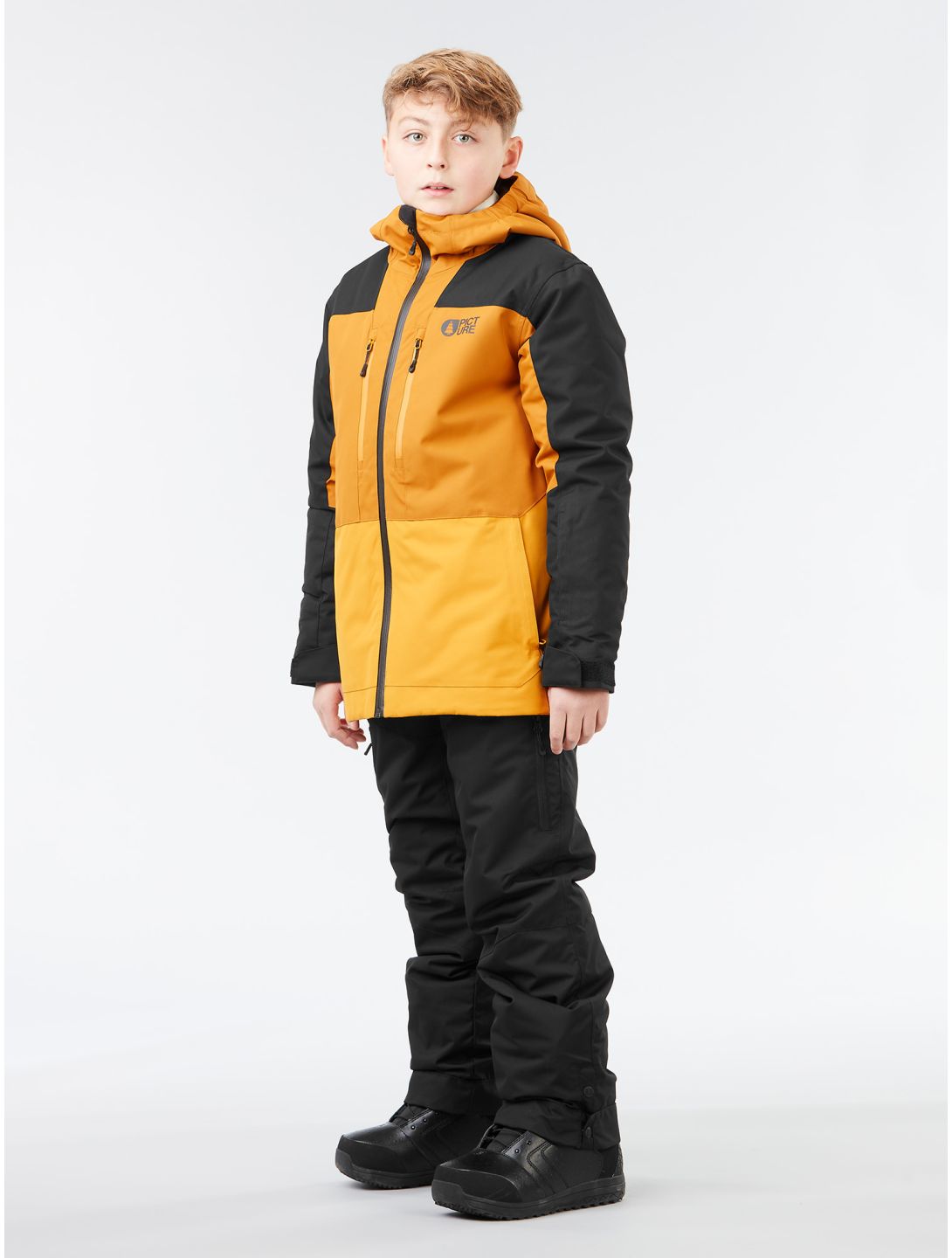 Picture, Daumy veste de ski enfants Cathay Spice-Black brun, jaune, noir 