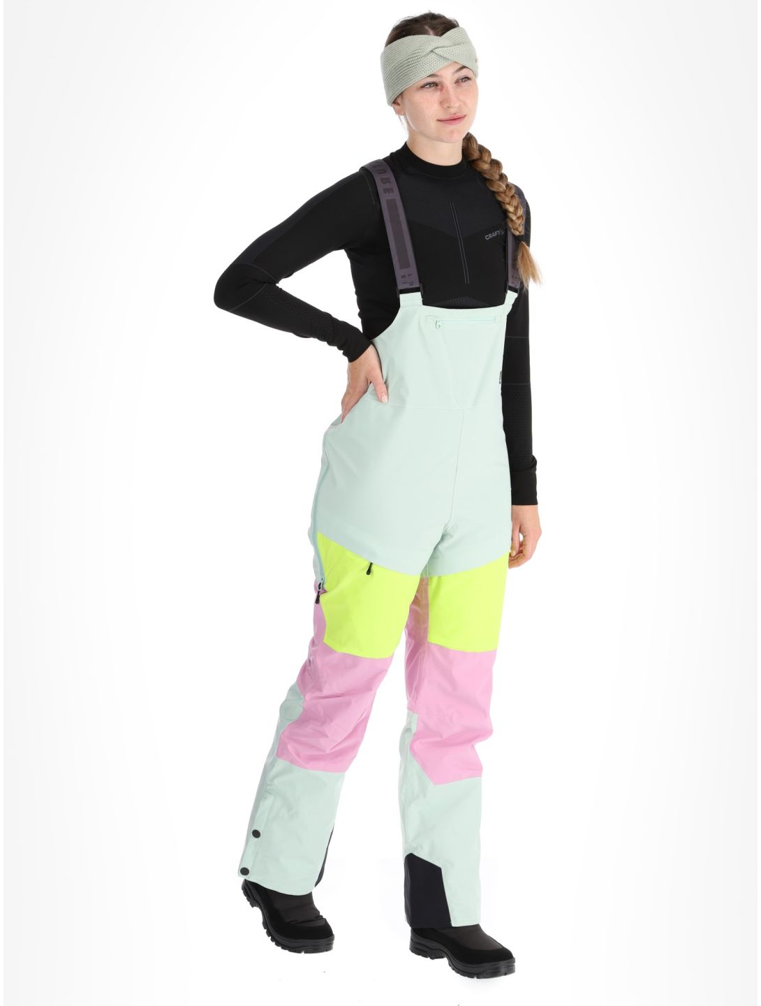 Picture, Elwy pantalon de ski BIB femmes Silt Green Orchid Acid Lime rose, vert 