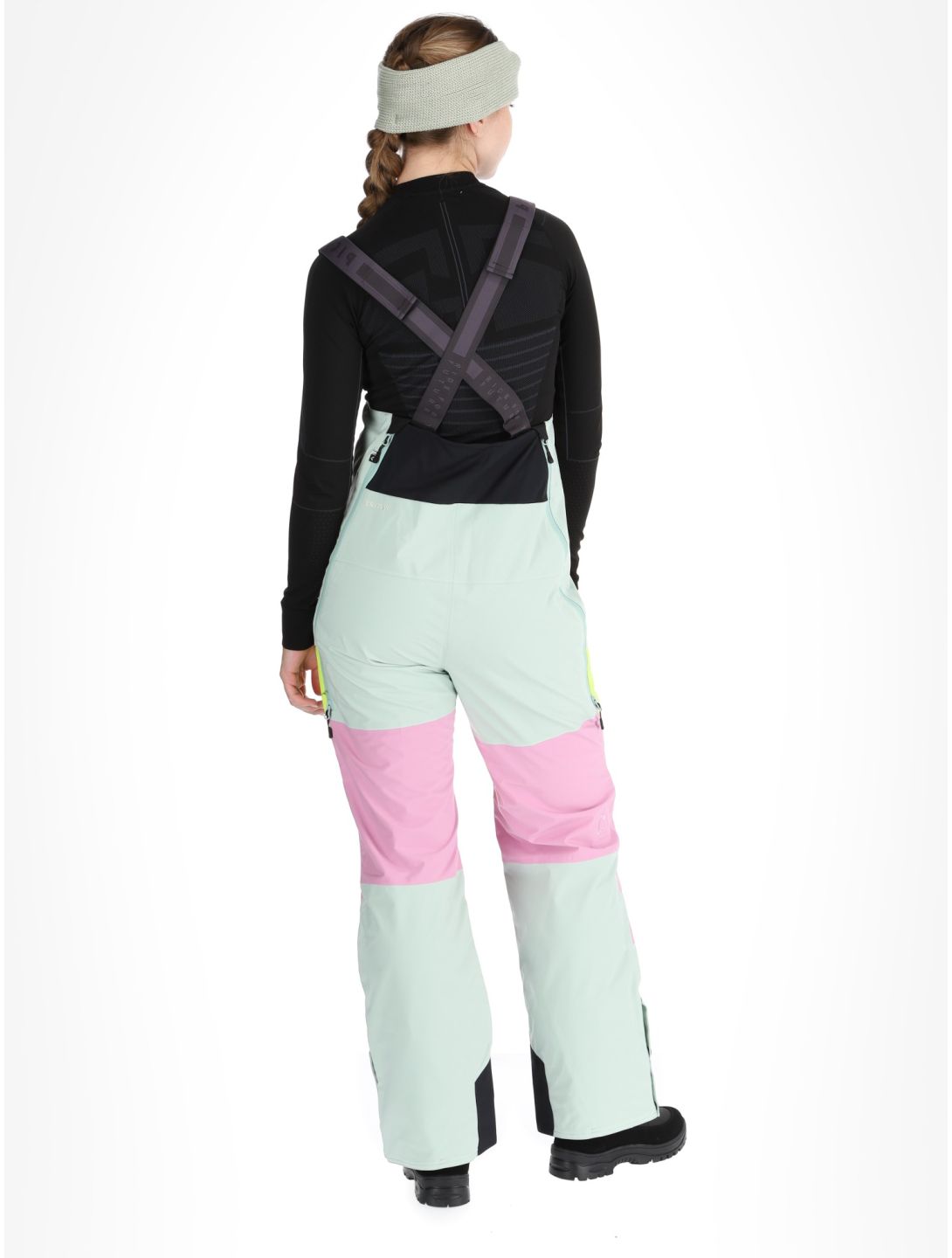 Picture, Elwy pantalon de ski BIB femmes Silt Green Orchid Acid Lime rose, vert 