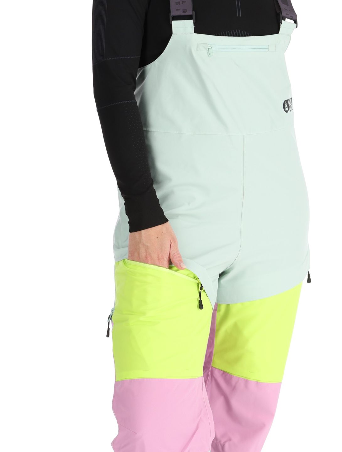 Picture, Elwy pantalon de ski BIB femmes Silt Green Orchid Acid Lime rose, vert 