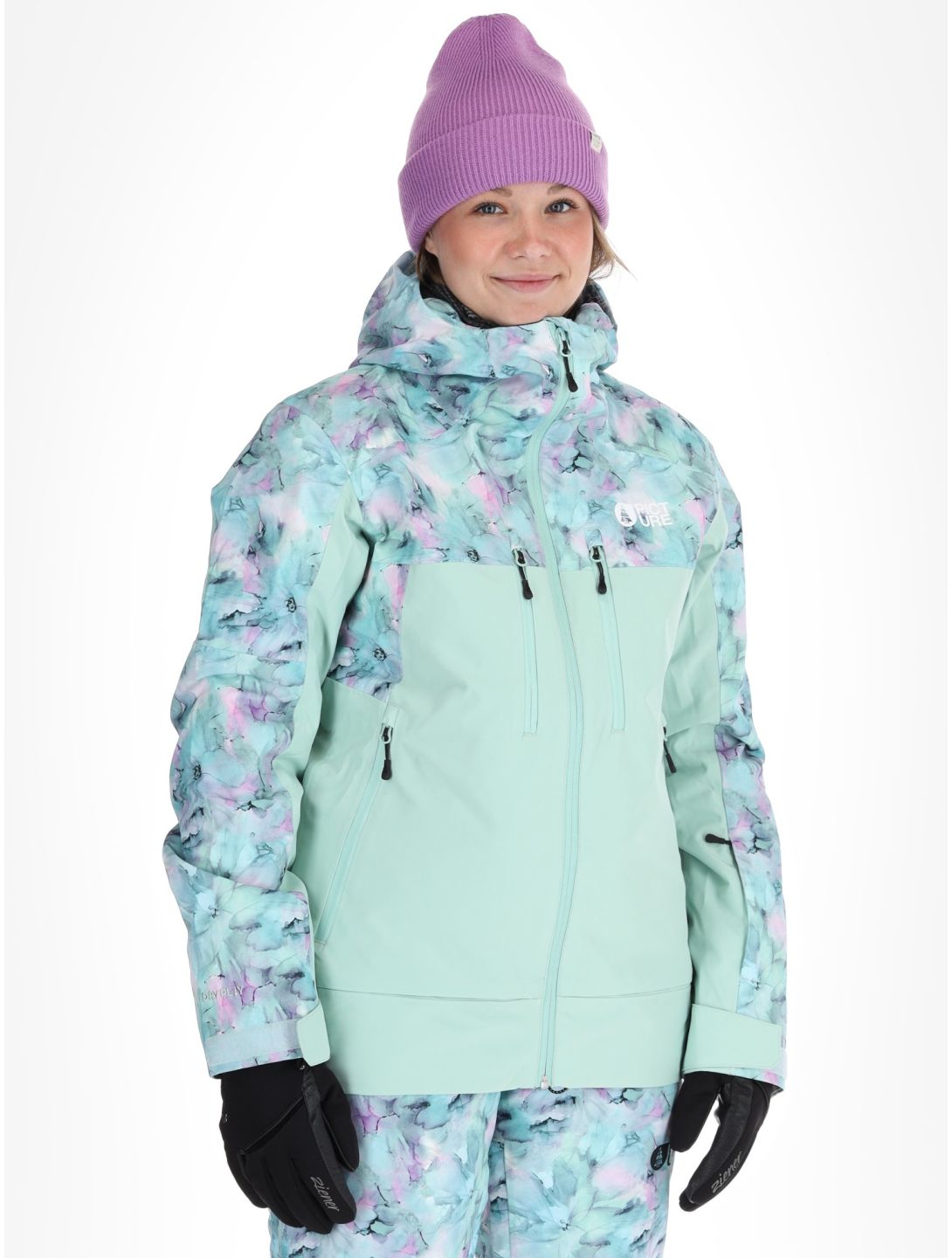 Picture, Exa veste de ski femmes Blurry Water Print Silt Green vert 