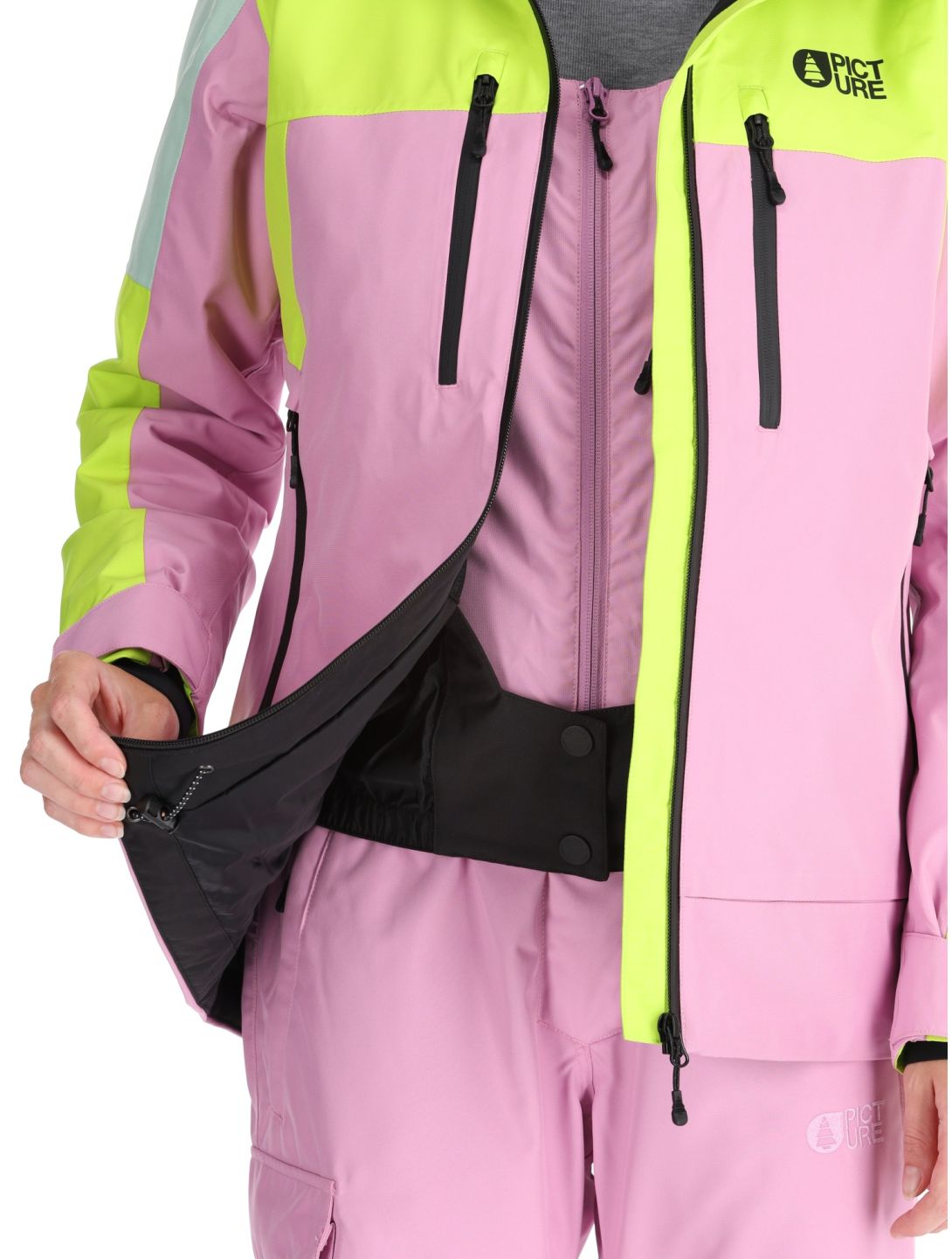 Picture, Exa veste de ski femmes Orchid Acid Lime Silt Green rose, vert 