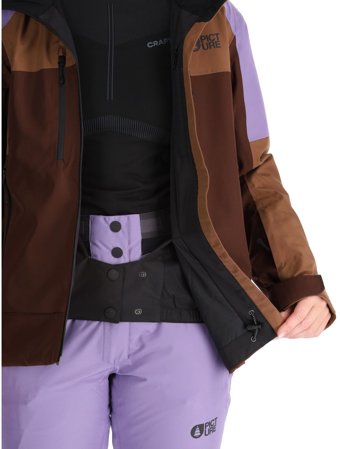 Picture, Exa veste de ski femmes Paisley Purple Cocoa Brown Chicory Coffee brun, violet 