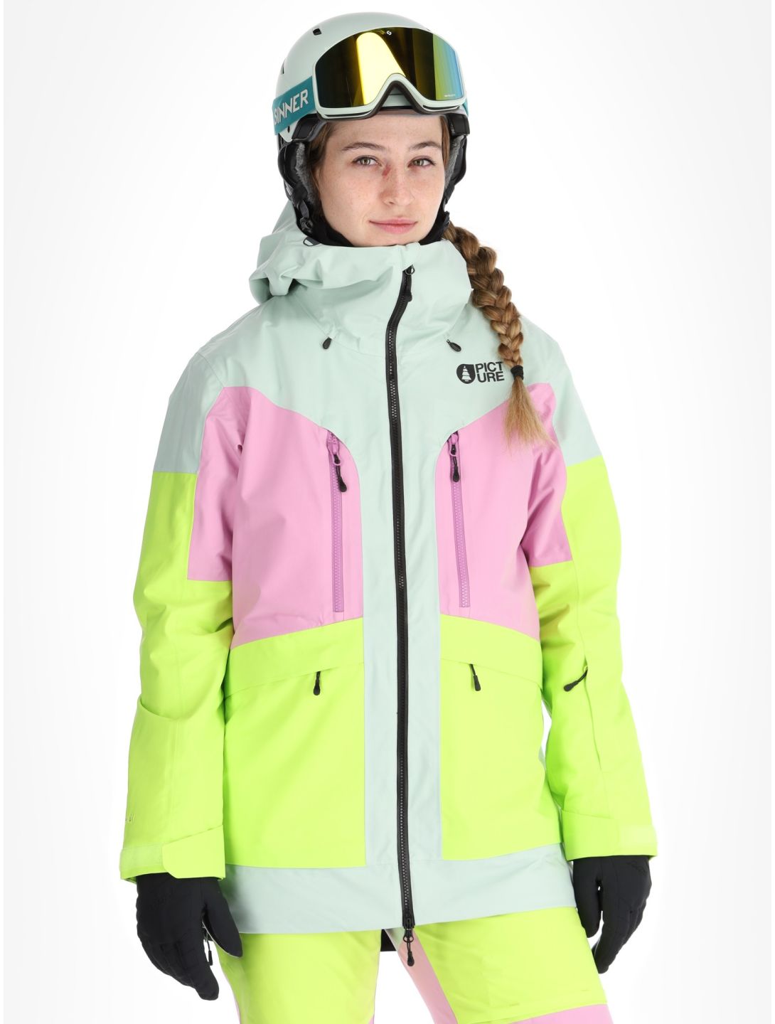 Picture, Haakon veste de ski femmes Silt Green Orchid Acid rose, vert 