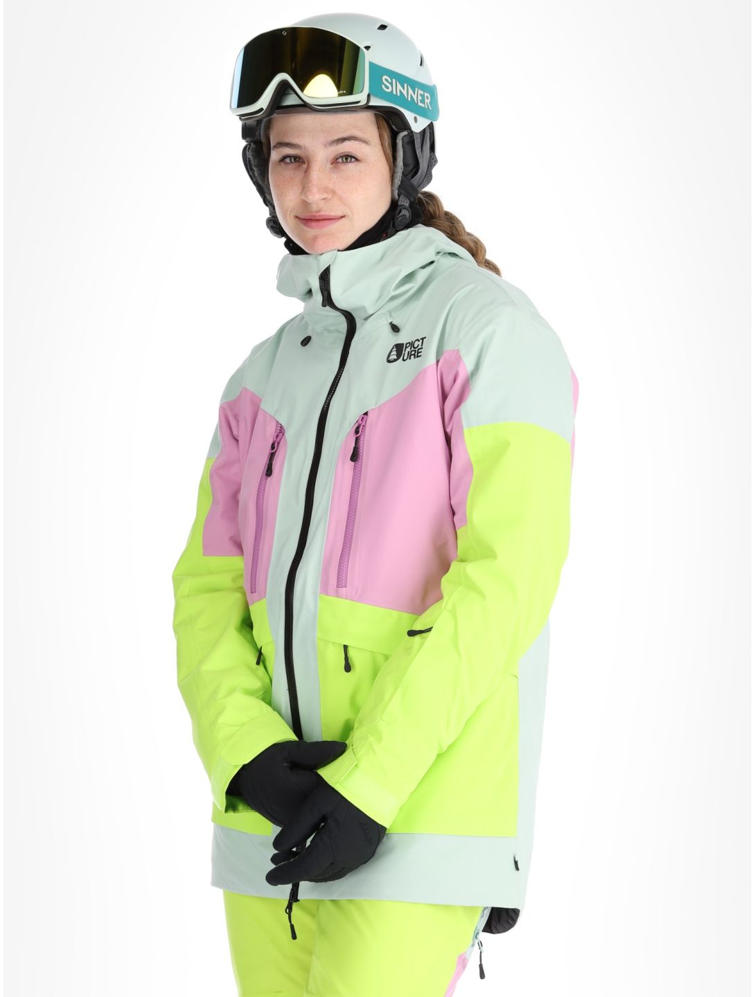 Picture, Haakon veste de ski femmes Silt Green Orchid Acid rose, vert 