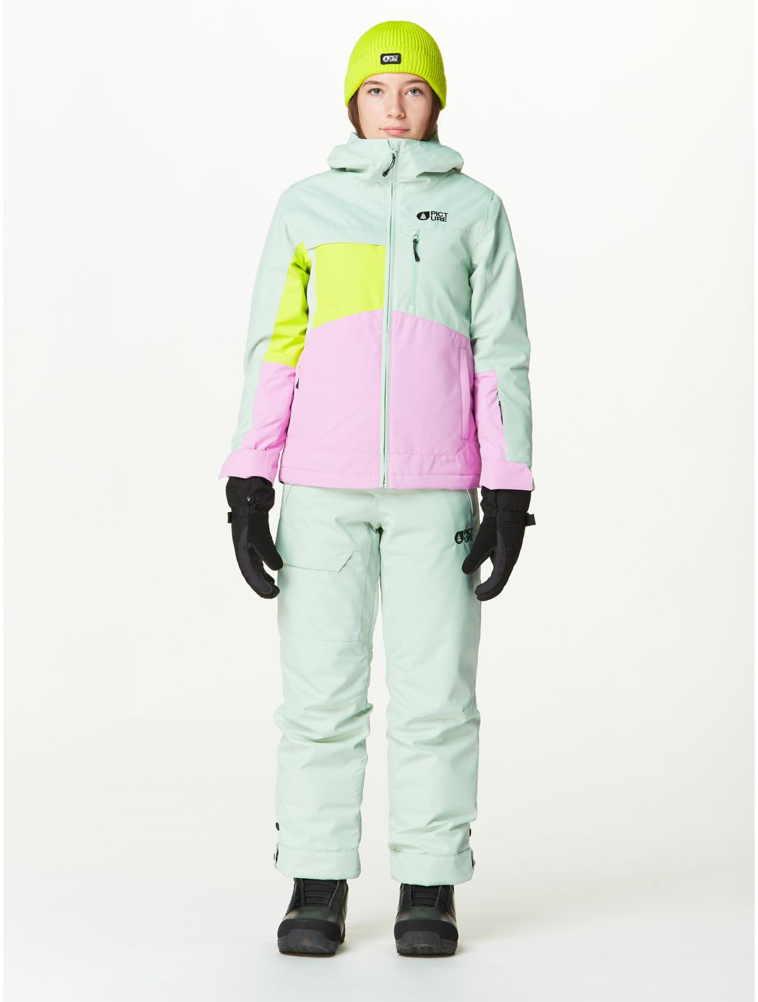 Picture, Kamelya veste de ski enfants Silt Green Orchid Acid rose, vert 