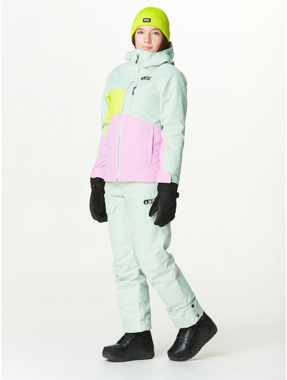 Picture, Kamelya veste de ski enfants Silt Green Orchid Acid rose, vert 