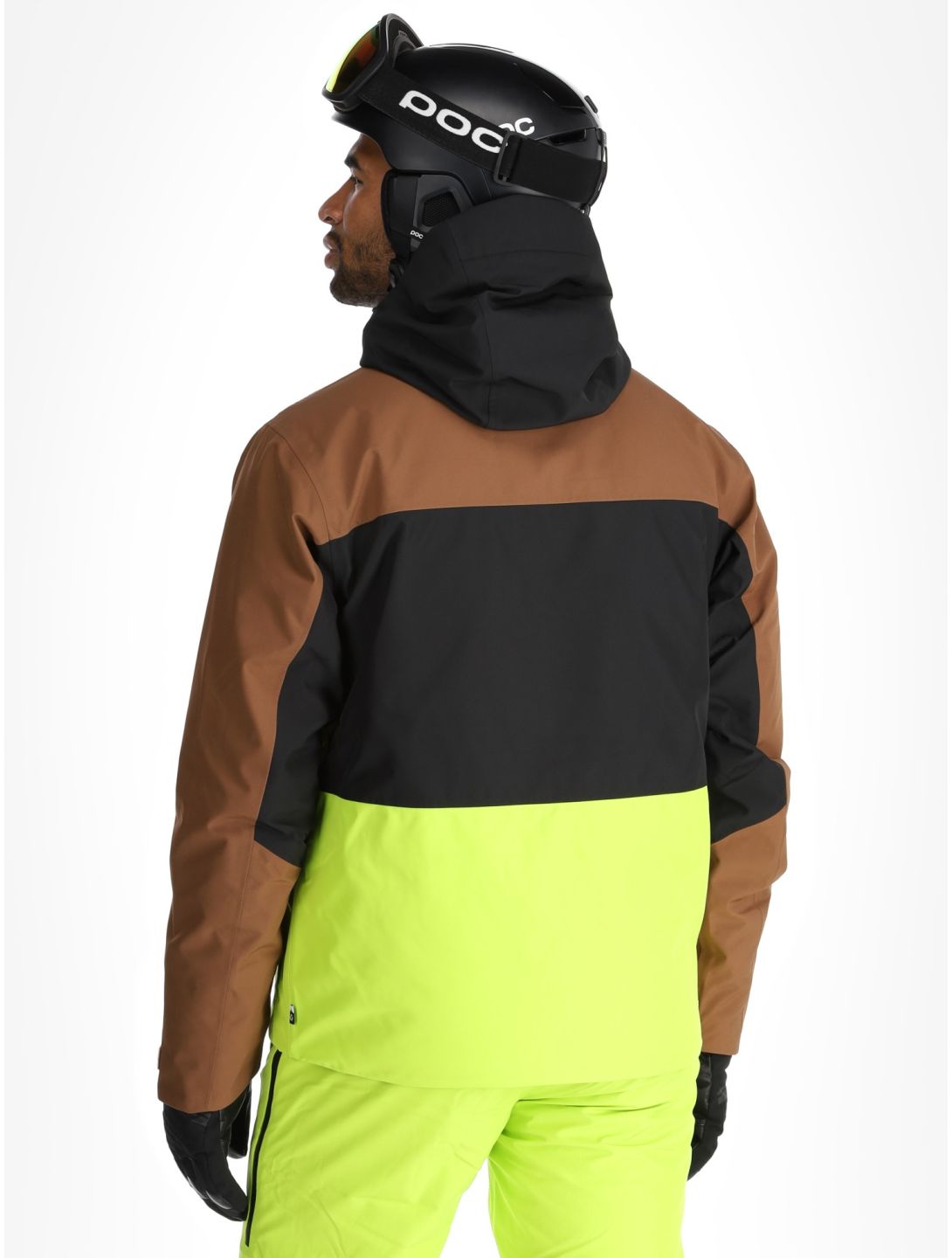 Picture, Object veste de ski hommes Cocoa Brown Black Acid Lime brun, jaune, noir 