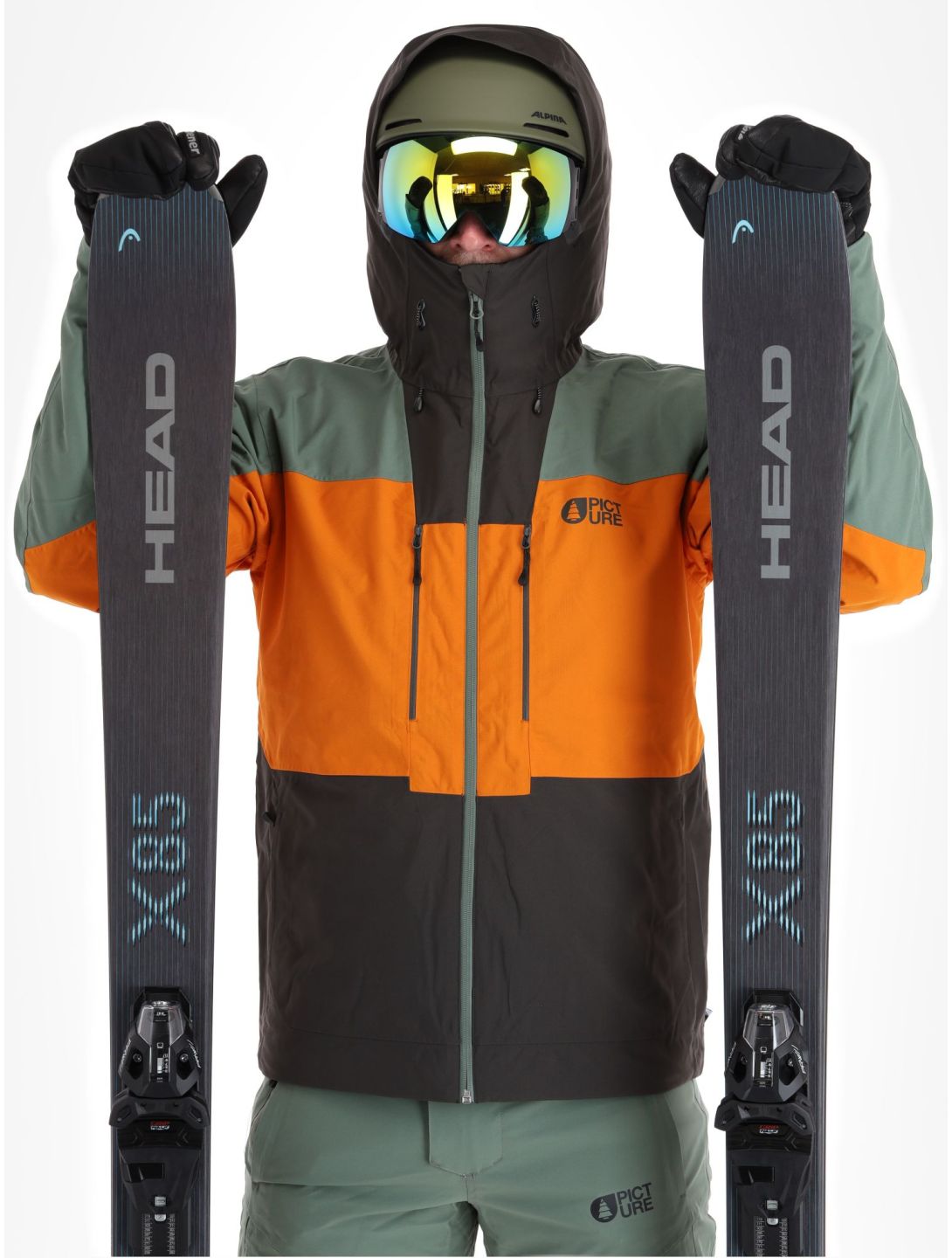 Picture, Object veste de ski hommes Raven Grey gris, orange, vert 