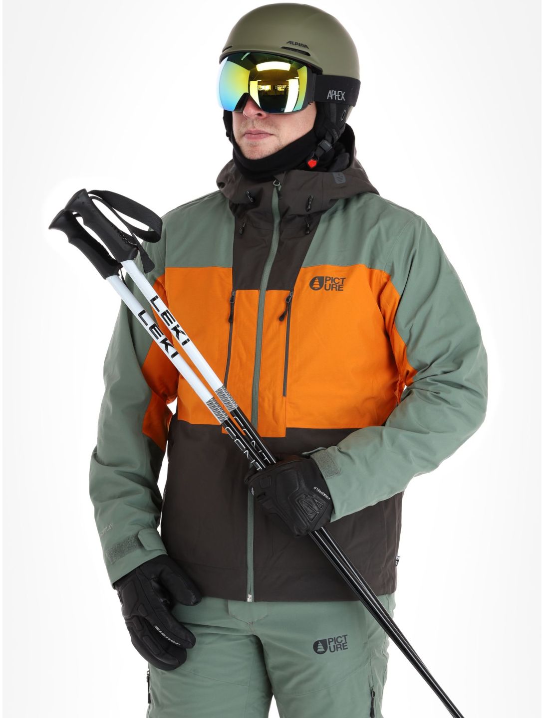 Picture, Object veste de ski hommes Raven Grey gris, orange, vert 