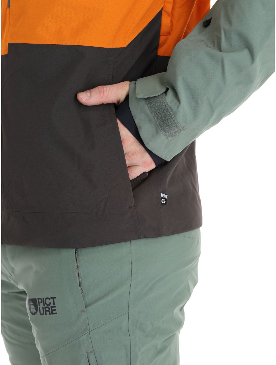 Picture, Object veste de ski hommes Raven Grey gris, orange, vert 