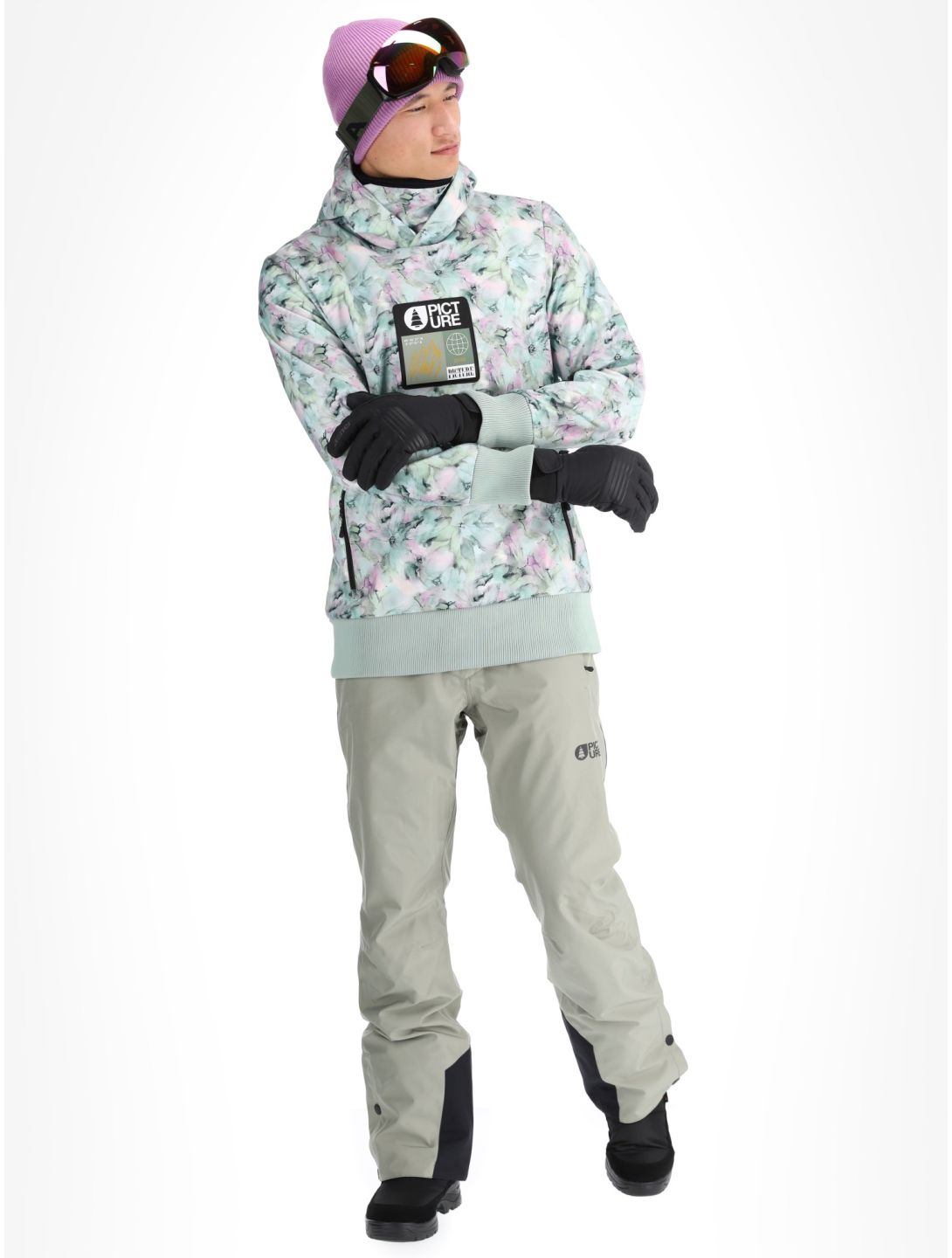 Picture, Printed veste de ski softshell hommes Blurry Water Print multicolore 