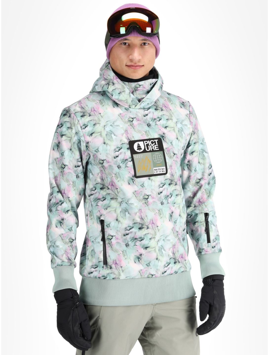 Picture, Printed veste de ski softshell hommes Blurry Water Print multicolore 