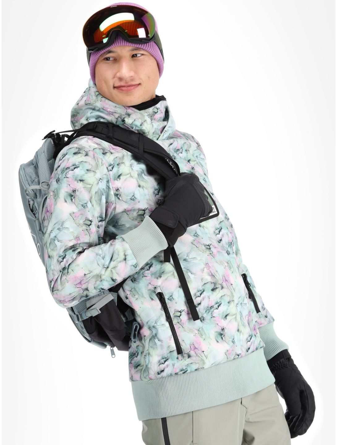 Picture, Printed veste de ski softshell hommes Blurry Water Print multicolore 