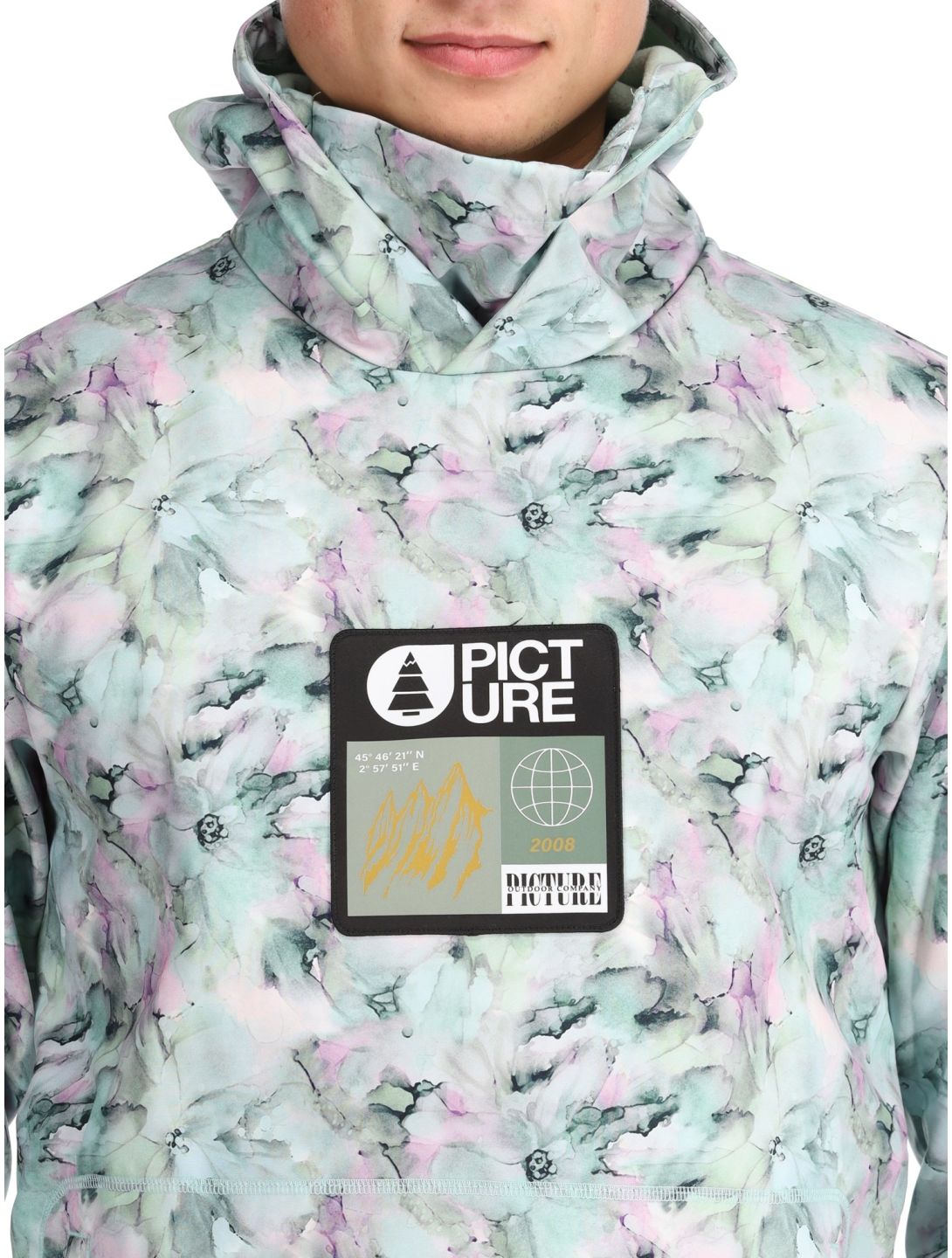 Picture, Printed veste de ski softshell hommes Blurry Water Print multicolore 