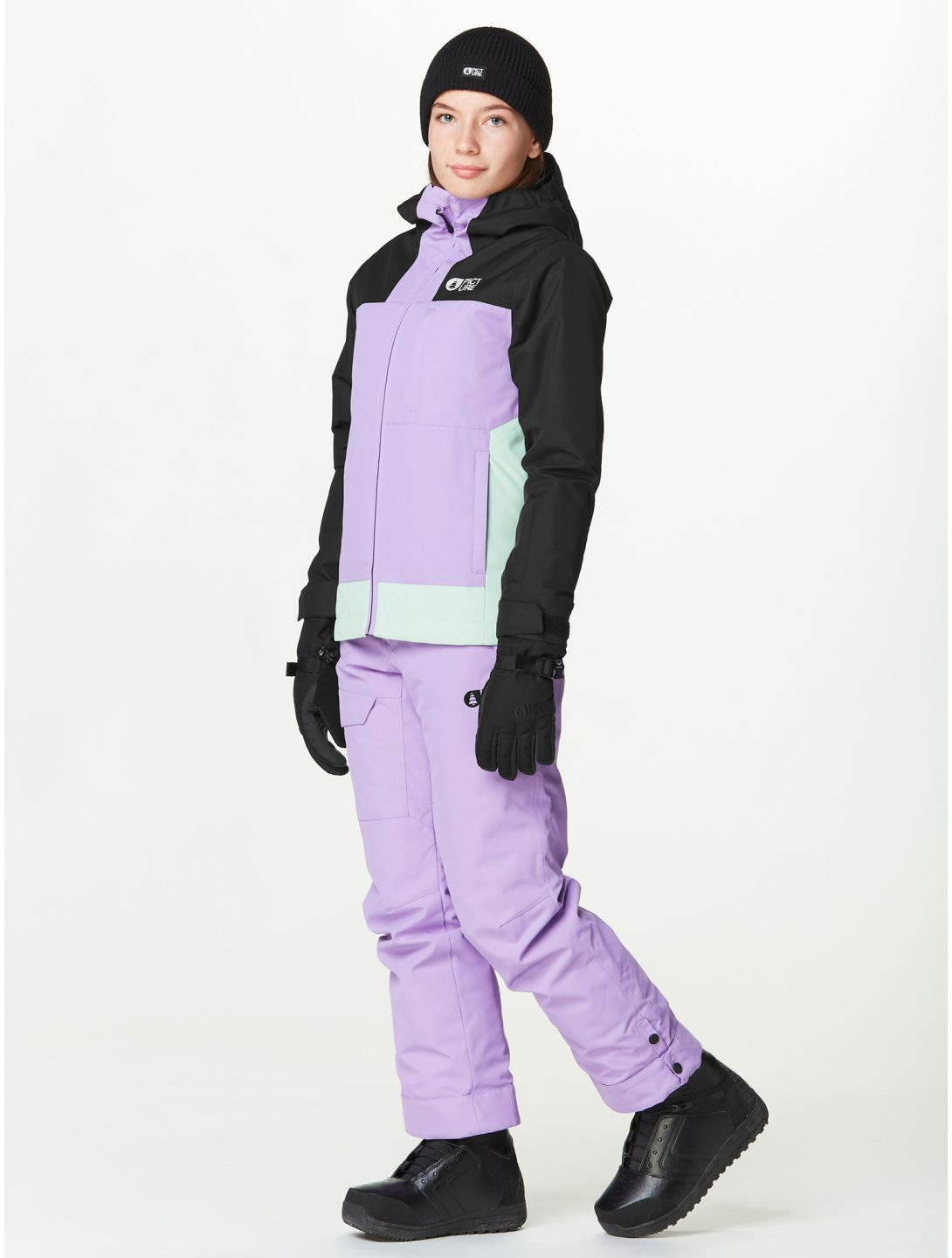 Picture, Seady veste de ski enfants Black Paisley Purple Siltgreen noir, vert, violet 