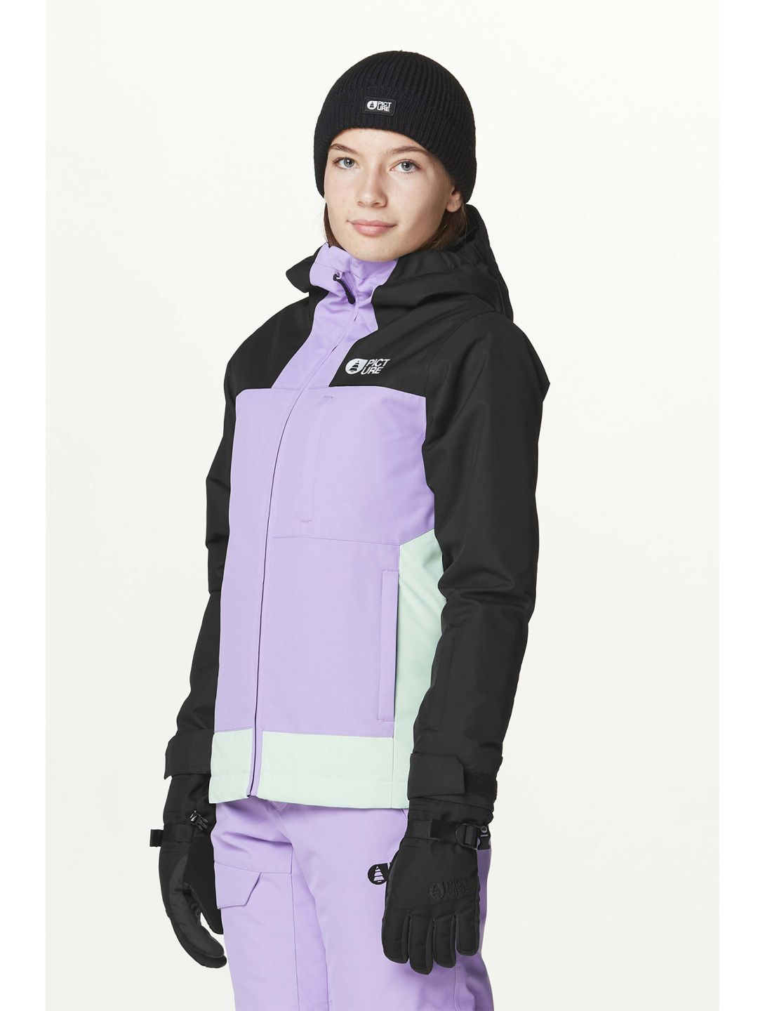 Picture, Seady veste de ski enfants Black Paisley Purple Siltgreen noir, vert, violet 