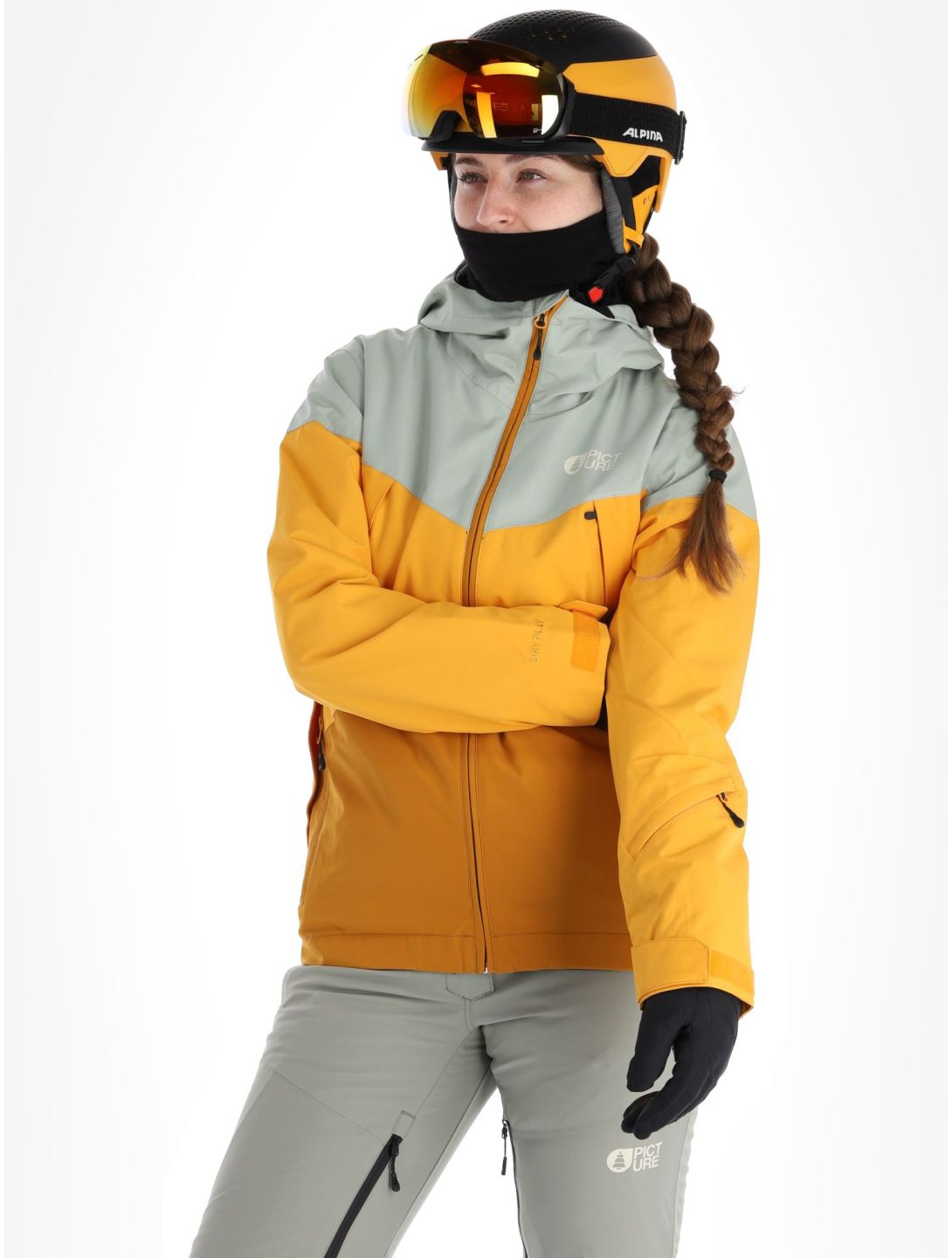 Picture, Seakrest veste de ski femmes Camel brun, orange, vert 