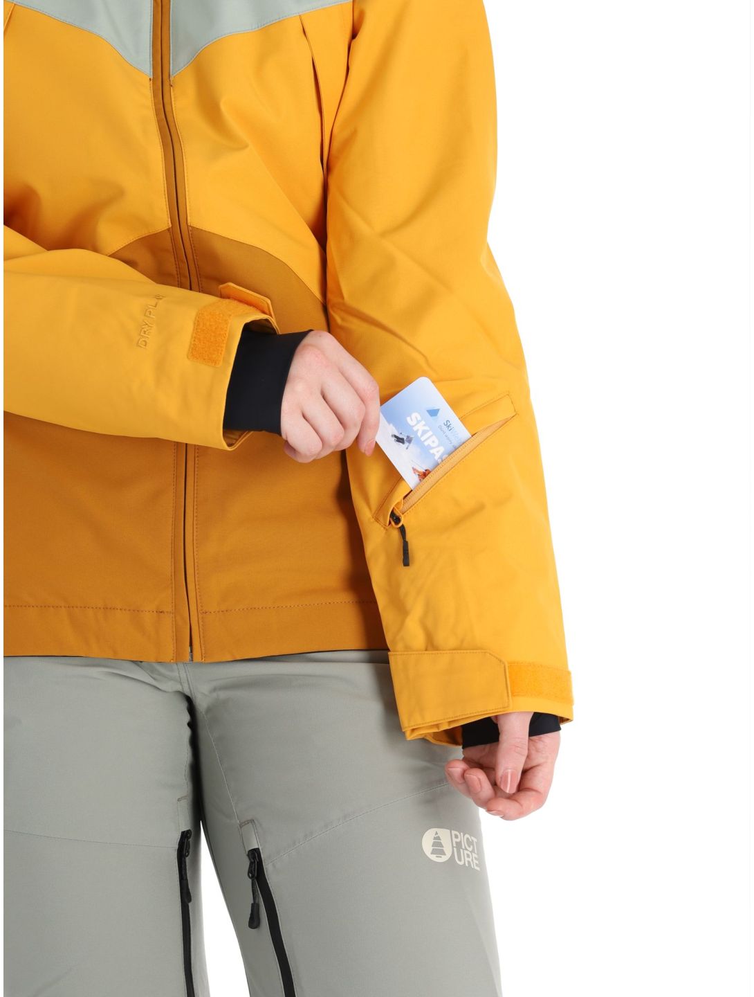 Picture, Seakrest veste de ski femmes Camel brun, orange, vert 