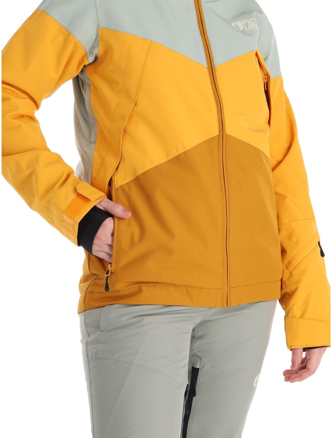 Picture, Seakrest veste de ski femmes Camel brun, orange, vert 