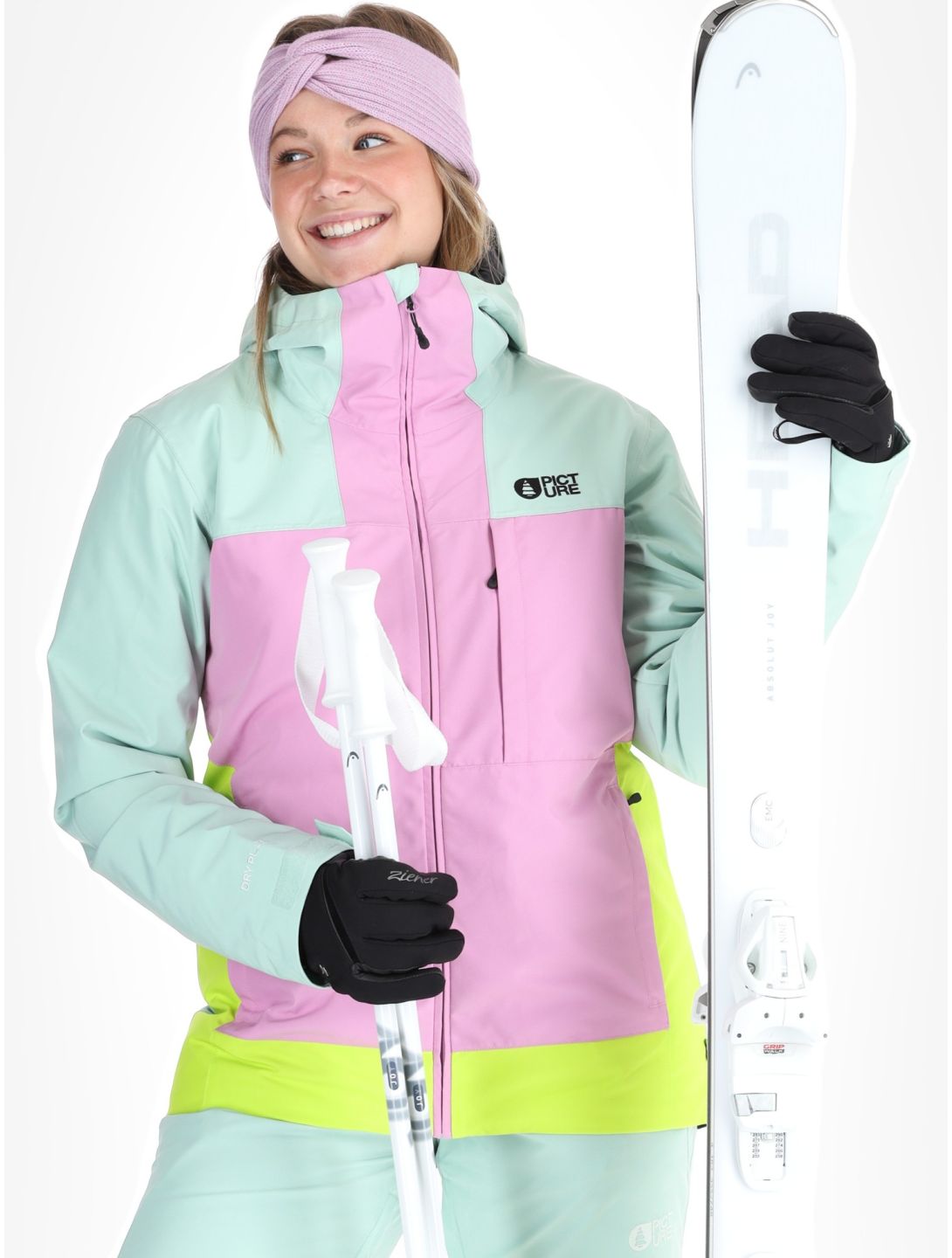 Picture, Seakrest veste de ski femmes Silt Green Orchid Acid Lime gris, rose 