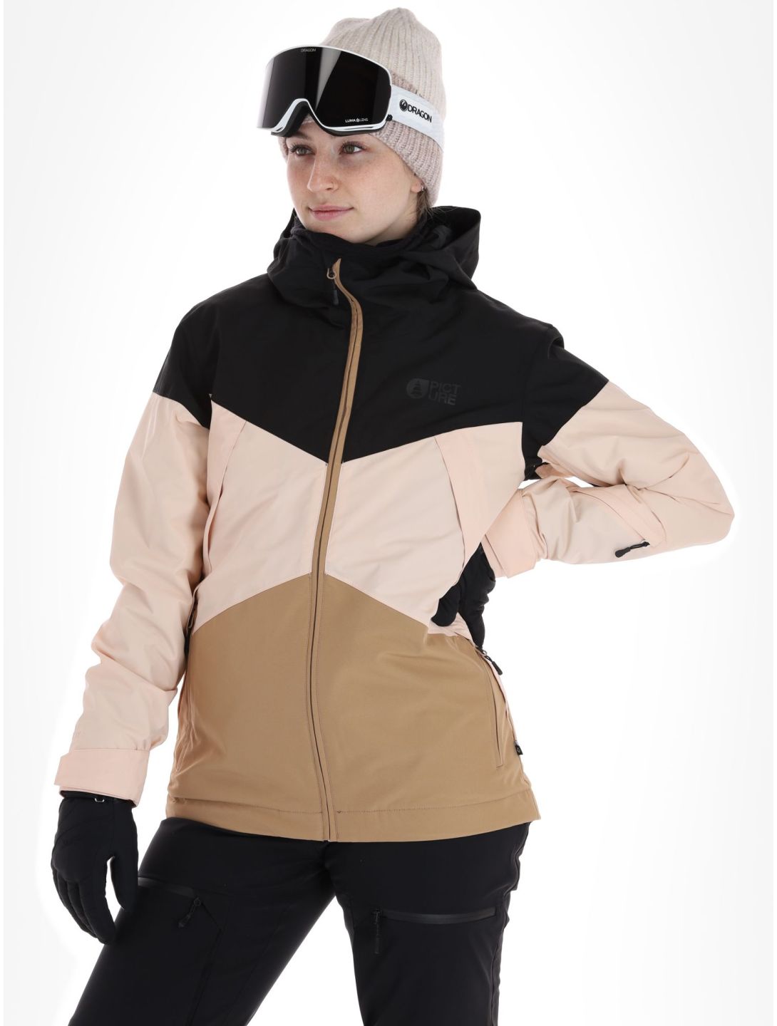 Picture, Seakrest veste de ski femmes Tannin-Black beige, noir 