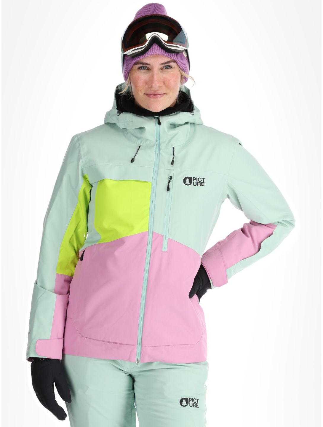 Picture, Seen veste de ski femmes Silt Green Acid Lime Orchid rose, vert 