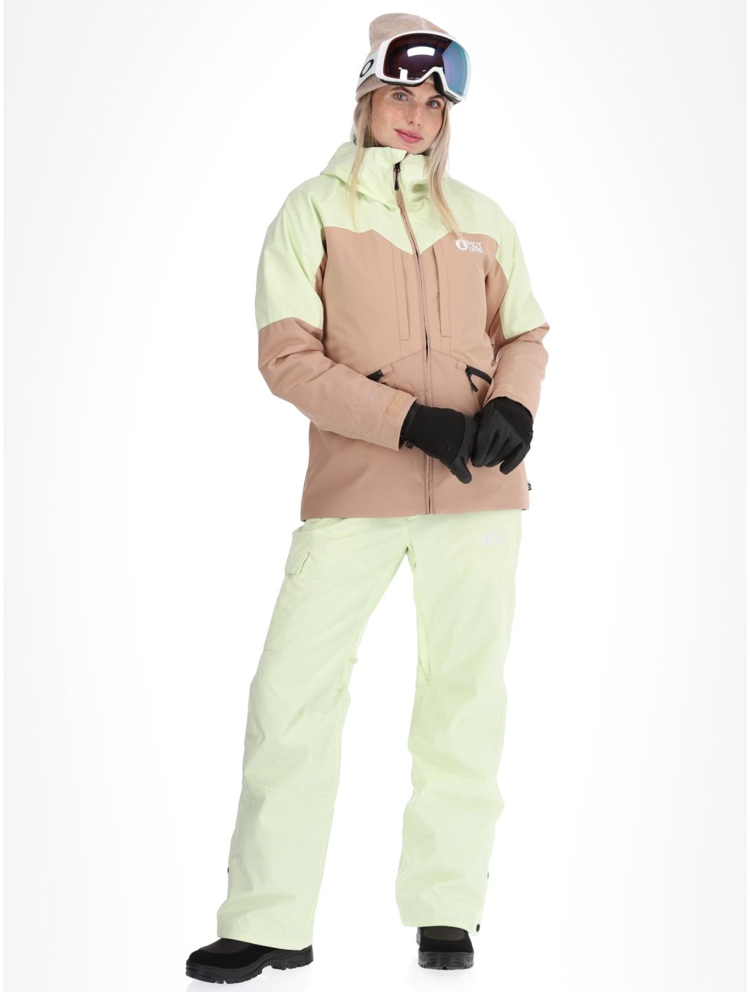 Picture, Sitkah veste de ski femmes Lime Cream Roebuck brun, vert 