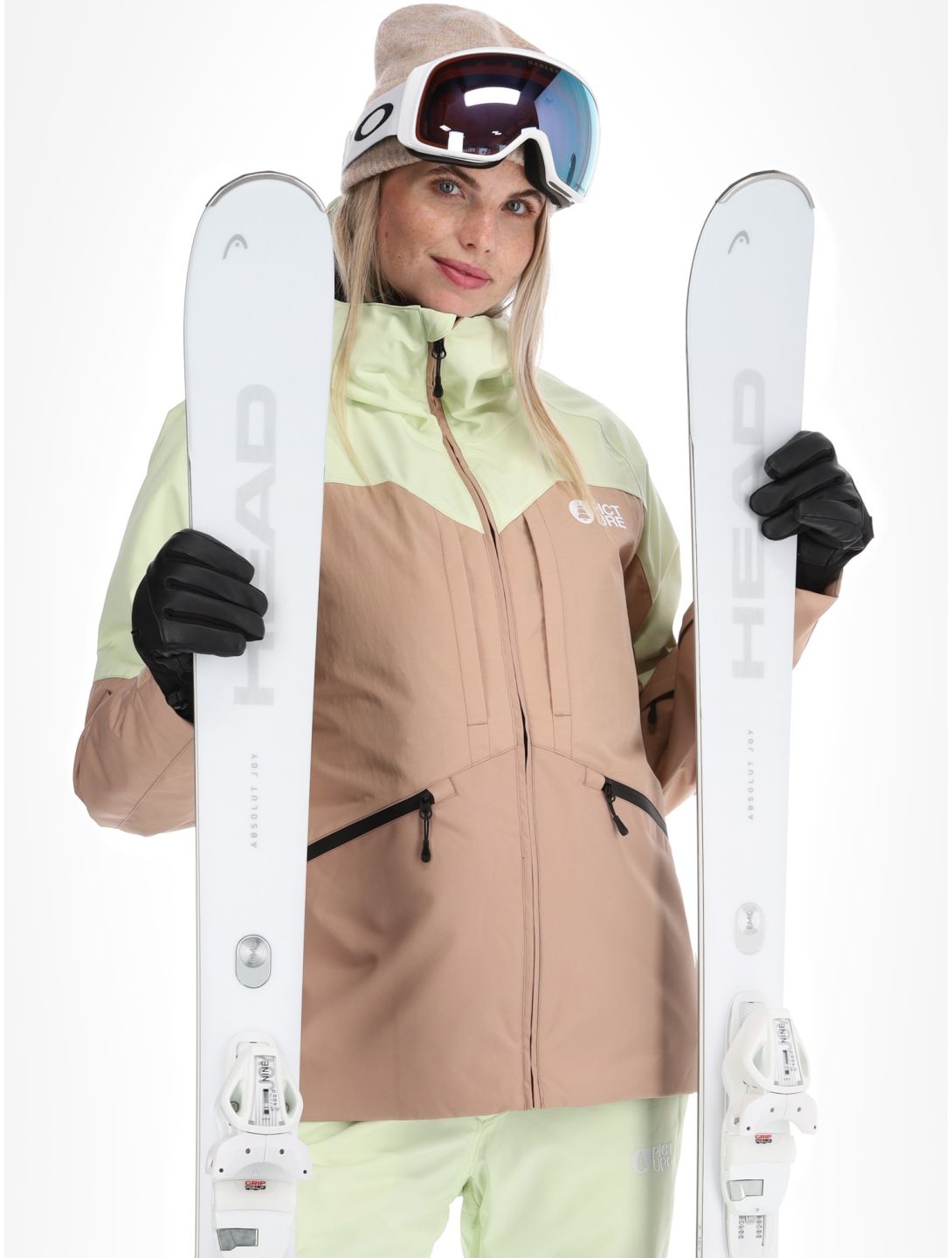 Picture, Sitkah veste de ski femmes Lime Cream Roebuck brun, vert 