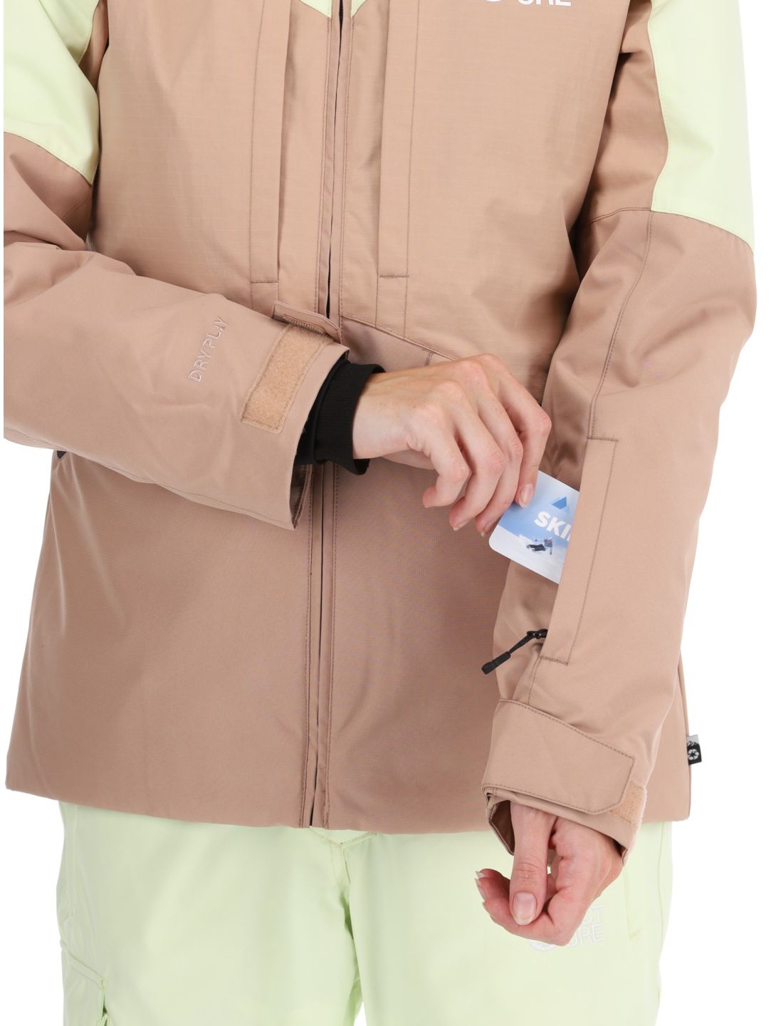 Picture, Sitkah veste de ski femmes Lime Cream Roebuck brun, vert 