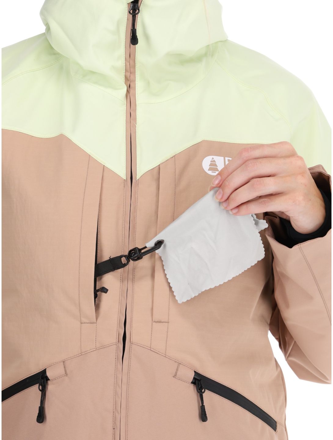 Picture, Sitkah veste de ski femmes Lime Cream Roebuck brun, vert 