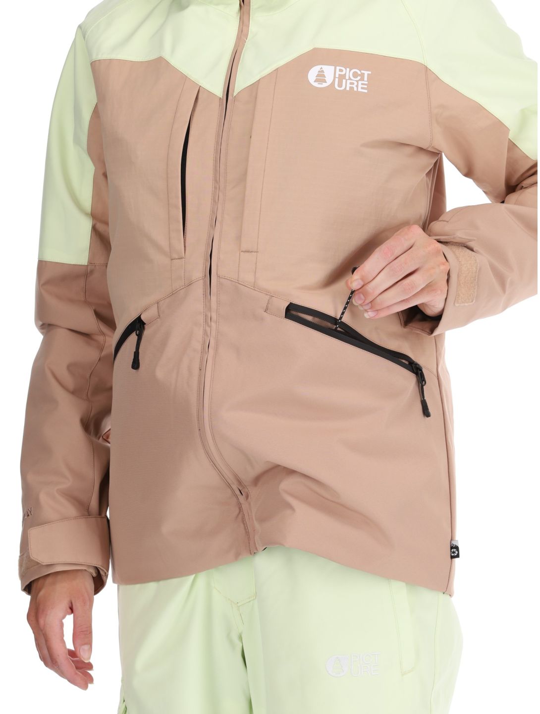 Picture, Sitkah veste de ski femmes Lime Cream Roebuck brun, vert 