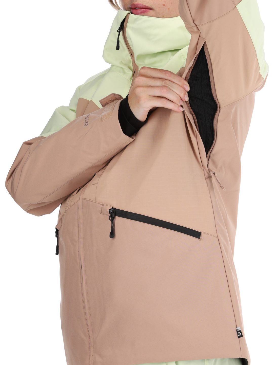 Picture, Sitkah veste de ski femmes Lime Cream Roebuck brun, vert 