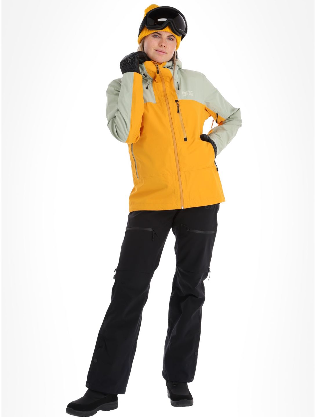 Picture, Sylva 3L veste de ski à coque dure femmes Autumn Blaze jaune, vert 