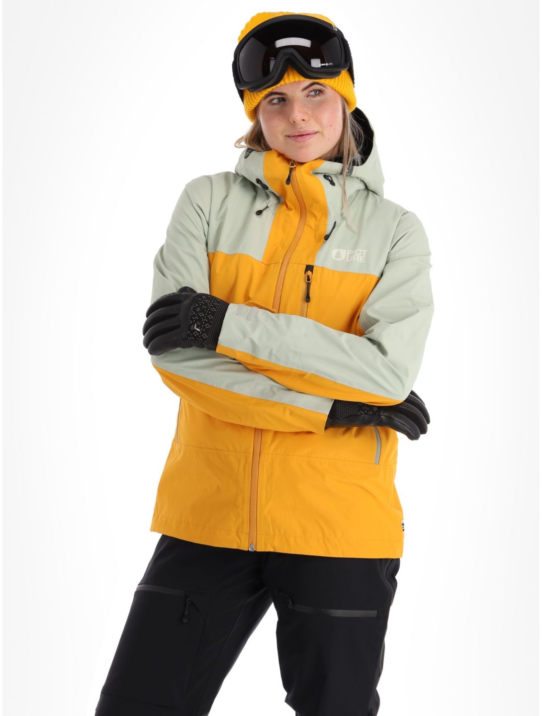 Picture, Sylva 3L veste de ski à coque dure femmes Autumn Blaze jaune, vert 